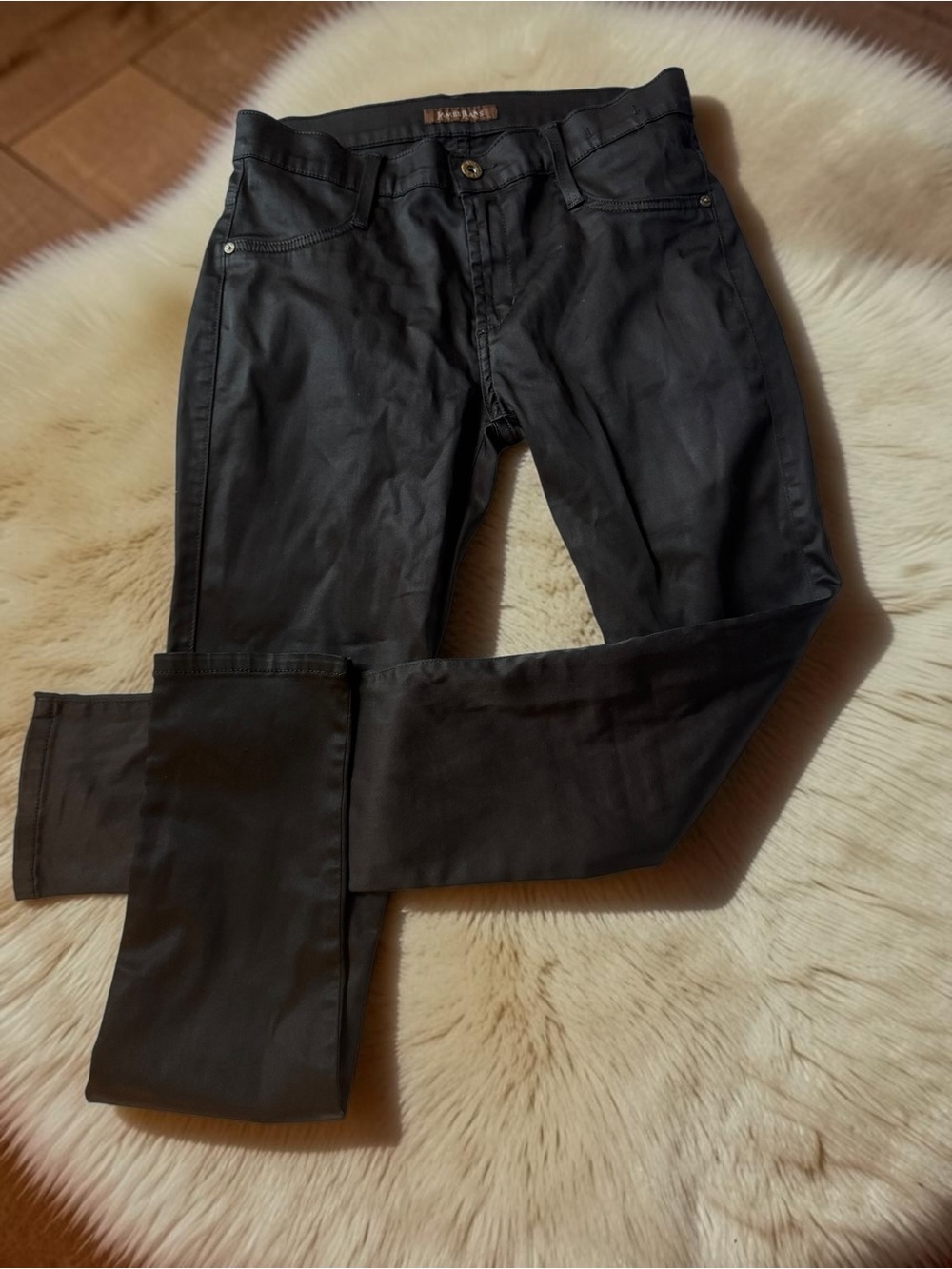 James Jeans Twiggy Kingston 28 Coated Black Skinny Waxed Made in USA Moto